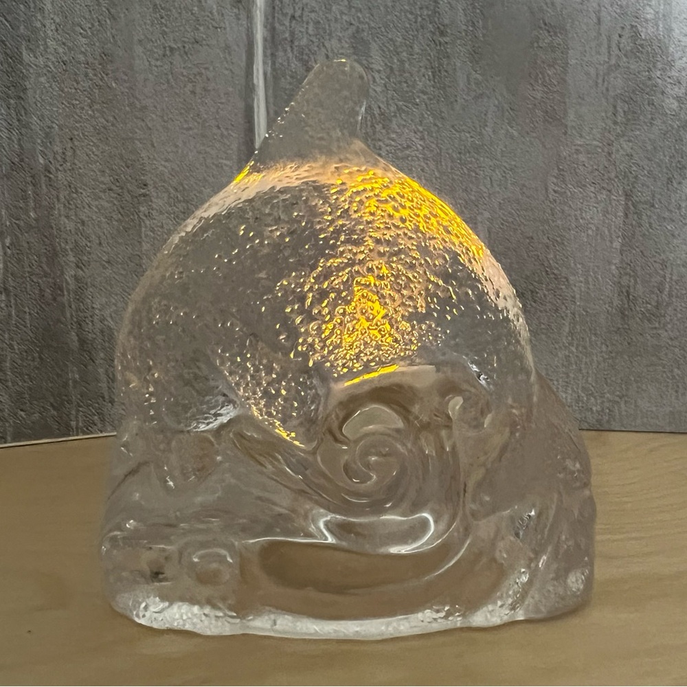 Partylite Dolphin Clear Glass Ocean Waves Tealight Candleholder